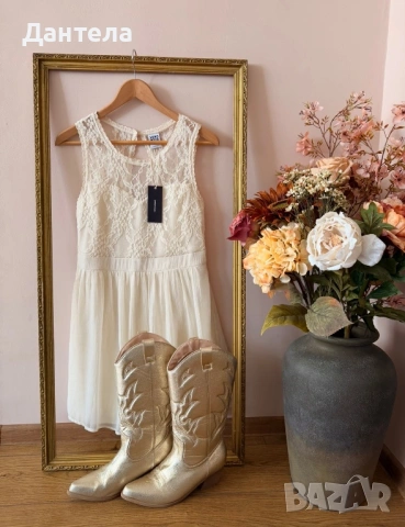 VERO MODA нова ефирна рокля с нежна дантела, снимка 3 - Рокли - 54228710