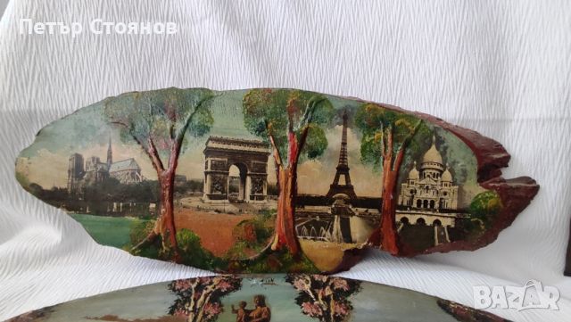 Три френски миниатюри рисувани върху дърво, снимка 4 - Антикварни и старинни предмети - 45131004