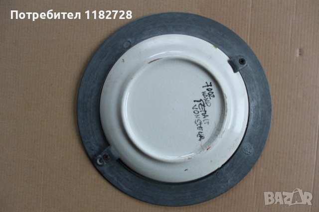 Ръчно рисуван порцелан  + ZINN  /калай /, снимка 4 - Антикварни и старинни предмети - 53995048