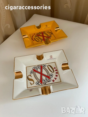 OpusX Society пепелник за пури – керамичен, 4 места, бял/жълт, снимка 2 - Табакери - 51536624