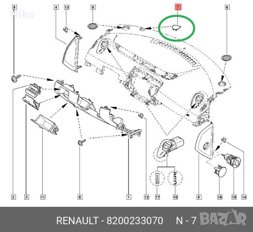 Продавам капачка за таблото на Renault Megane 2, снимка 3 - Части - 46739051