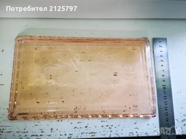 Старо стъклено плато, чиния. Цветно стъкло, снимка 2 - Други - 49798292