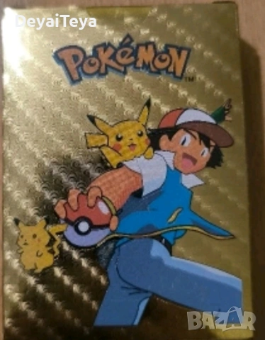 Карти за игра Pokémon, Голд, 100% пластик, 55 карти
