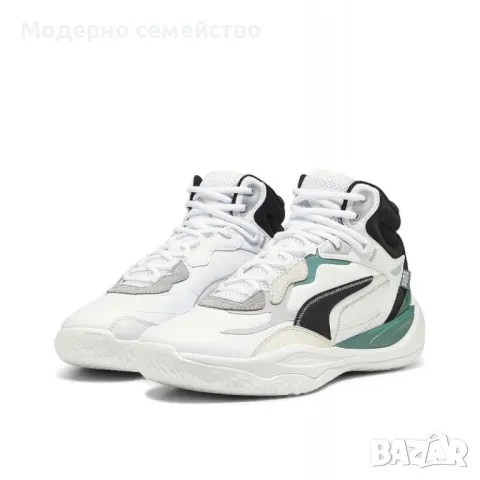 Мъжки баскетболни маратонки PUMA Playmaker Pro Mid Plus Basketball Shoes White/Multi, снимка 2 - Маратонки - 46997553