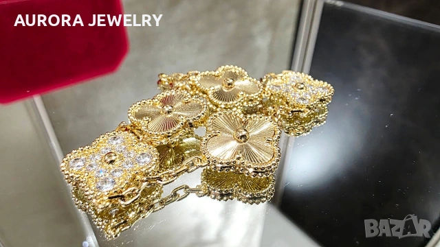 Van Cleef & Arpels VCA 5 Motifs Gold Diamond Vintage Alhambra Дамска Гривна, снимка 5 - Гривни - 53890631