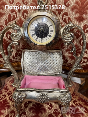 красив стар настолен часовник с кутия за бижута, снимка 7 - Антикварни и старинни предмети - 53233712