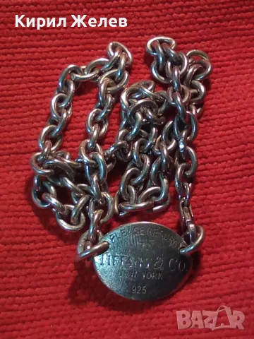 TIFFANY & Co. РАЗКОШНО БУТИКОВО СРЕБЪРНО КОЛИЕ ЧОКЪР ЛАНЕЦ СРЕБРО 925 ТИФАНИ с БЯЛА ПОЗЛАТА 48566, снимка 16 - Колиета, медальони, синджири - 48477005