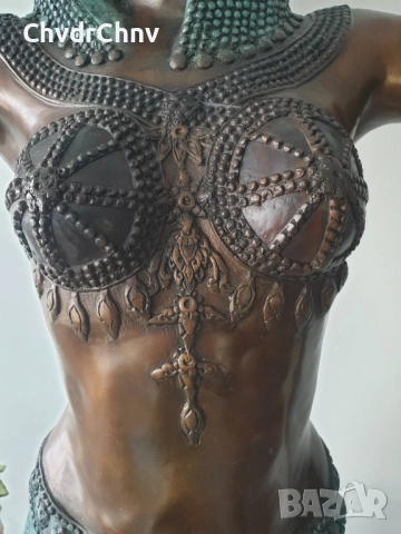 150см-37кг Chiparus статуя/голяма френска бронзова скулптура/Арт Деко фигура на египетска танцьорка, снимка 6 - Статуетки - 52134630