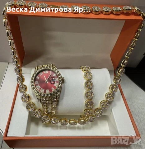 Луксозен комплек бижута, часовник , гривна и колие, снимка 4 - Бижутерийни комплекти - 51152821