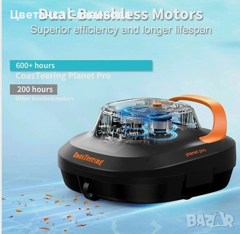 Безкабелна прахосмукачка за басейн Coasteering Planet Pro ,работа 120 минути, снимка 7 - Прахосмукачки - 53298678