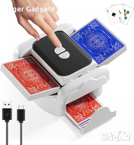 Snookids електрическа машина за разбъркване на карти 1–2 тестета акумулаторна 2000mAh