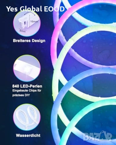 Smart Neon LED лента 10 м RGB IC с Alexa и Google, снимка 4 - Лед осветление - 53416562