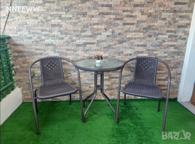 Градински комплект 2 стола с маса, снимка 5 - Градински мебели, декорация  - 53992585