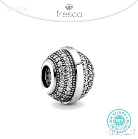 Final SALE! Талисман Fresca по модел тип Пандора сребро 925 Pandora Charm Pave Globe Charm. , снимка 1 - Гривни - 35960692