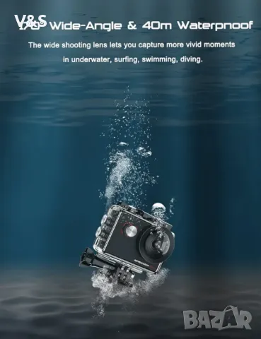 Apexcam M90 Pro EIS Екшън камера 4K 20MP WIFI за спорт 170° широкоъгълна 40M Водоустойчива с дистанц, снимка 5 - Камери - 49817258