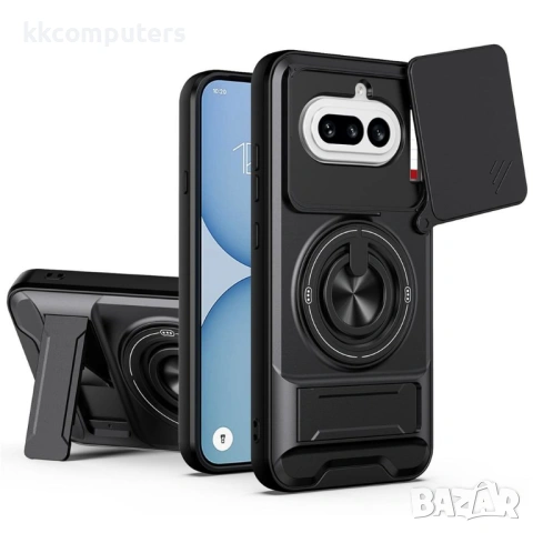 Магнитен Калъф за Nothing Phone (4a) с Пръстен и Капаче за Камера - PC+TPU, 360° стойка, 5 цвята