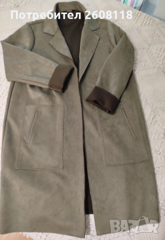 Зелено-каки сако/манто F&F –  размер L - XL, снимка 5 - Палта, манта - 53615978