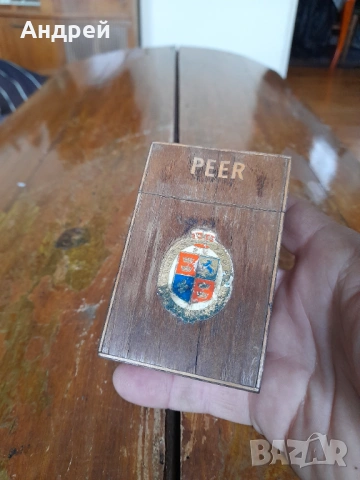 Стара дървена табакера,кутия за цигари Peer, снимка 2 - Други ценни предмети - 53144346