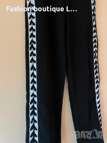 Черен панталон с бели ленти и връзки по цялата дължина на крачола 🖤, снимка 2 - Панталони - 44993372