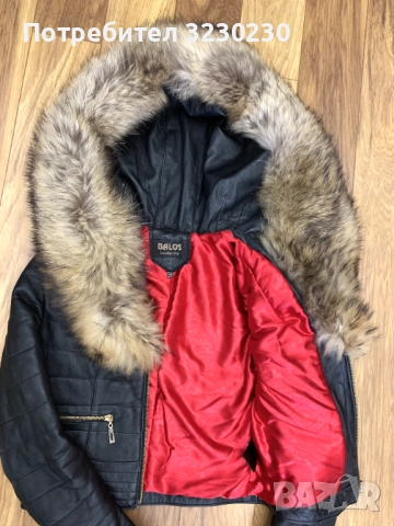 Дамско кожено яке с качулка с косъм от лисица, снимка 4 - Якета - 52413349