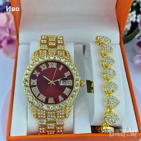 Golden Heart Watch Set 💛 | дамски часовник + гривна със сърца