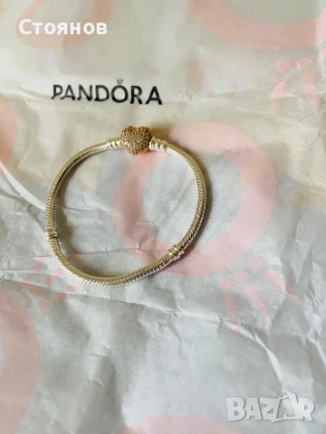 Дамска гривна Пандора / Pandora - 17 см със златно покритие, снимка 5 - Гривни - 51228616