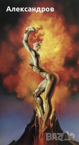 Бронзова фигура по рисунка на Борис Валехо от 1996г. Тегло 2.7кг., снимка 10 - Колекции - 53442417