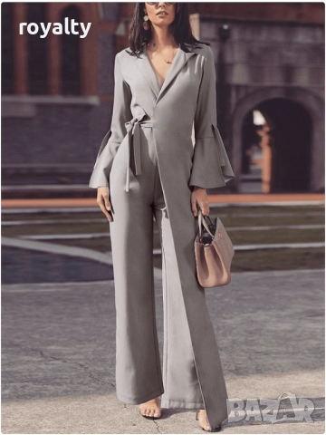 Стилен дамски гащеризон в сив цвят