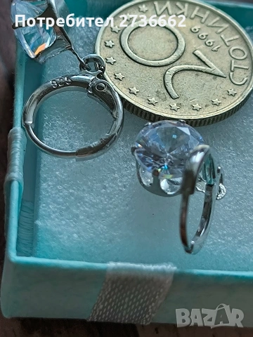 Сребърни обеци с бял цирконии , снимка 4 - Обеци - 53740171