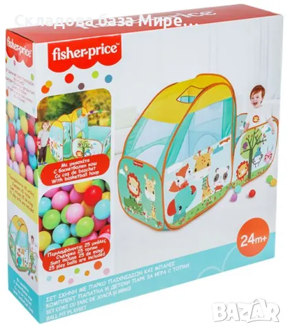 Палатка с детски кът и 25 топки по 5 сантиметра Fisher Price, снимка 3 - Палатки - 48031770