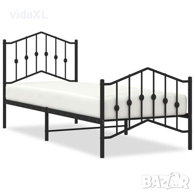 vidaXL Метална рамка за легло с горна и долна табла, черна, 80x200 см(SKU:373798, снимка 1 - Спални и легла - 46215276