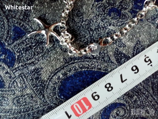 Посребрен дамски комплект - колие, обеци, гривна "Морски звезди", снимка 7 - Колиета, медальони, синджири - 53622183