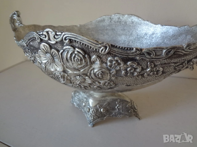 Голяма разкошна сребриста купа, снимка 11 - Антикварни и старинни предмети - 53528053