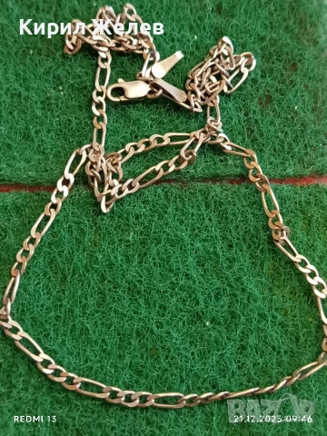 Красив сребърен синджир плетка тип ФИГАРО майсторска изработка 40218, снимка 4 - Колиета, медальони, синджири - 52863392