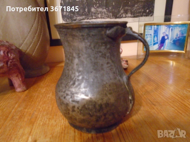 стара бакърена кана, ръчно кована, снимка 6 - Други ценни предмети - 53265485