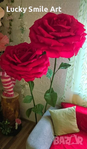 Огромни червени рози за декор, снимка 1