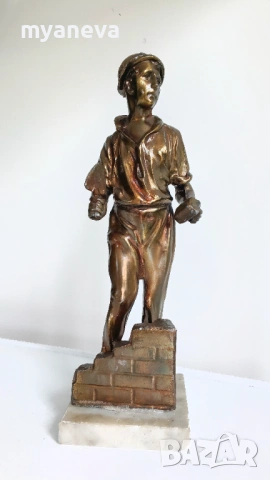 "Колхозник", бронзова, стара статуетка от СССР. , снимка 2 - Статуетки - 54183906