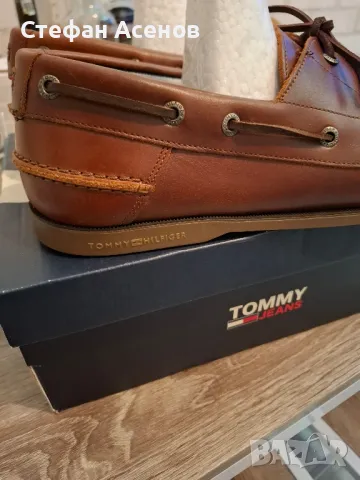 Нови Кожени мокасини- Tommy hilfinger Boat Shoe Core-46 Н-естествена, снимка 12 - Мокасини - 49407470