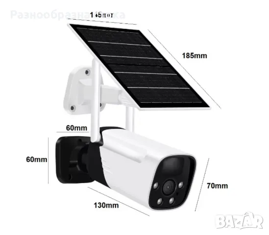 Камера с отделен соларен панел и датчик,4 диода,6MP,iCsee приложение, снимка 9 - Камери - 47209385