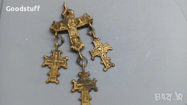 Бронзов възрожденски накит,кръст, Богородица, Исус, снимка 5 - Антикварни и старинни предмети - 52549102