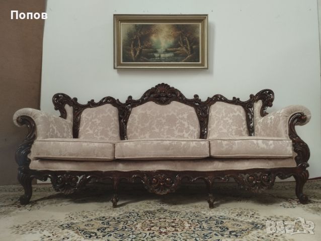 Италианска барокова гарнитура, снимка 8 - Дивани и мека мебел - 45373658