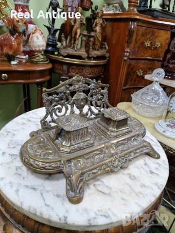 Стара прекрасна антикварна голяма френска бронзова мастилница , снимка 5 - Антикварни и старинни предмети - 51315526