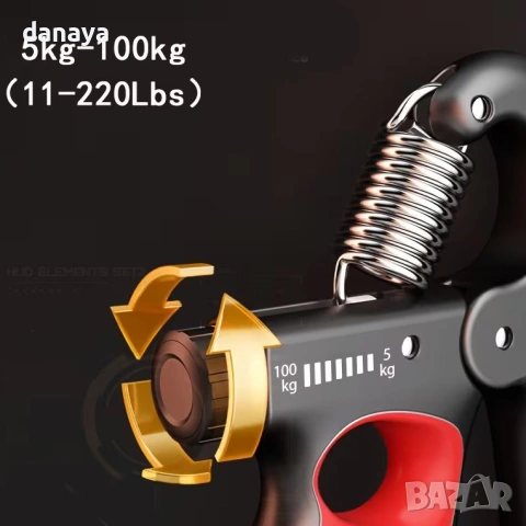 6460 Фитнес уред за тренировка на ръце и пръсти с брояч – регулируем тренажор за сила на захвата, снимка 9 - Фитнес уреди - 53780334