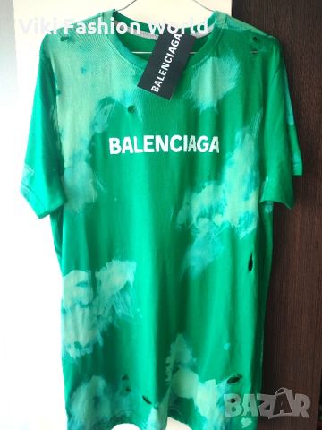 BALENCIAGA унисекс тениска най добро качество , зелена , снимка 1 - Тениски - 45811538