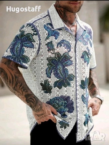 Нови ризи къс ръкав плетени синьо и зелено Л,Хл., снимка 3 - Ризи - 51767506