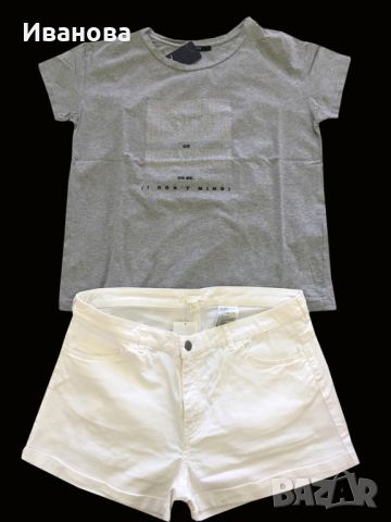 H&M Къси бели памучни дънкови панталонки, снимка 2 - Къси панталони и бермуди - 46007454