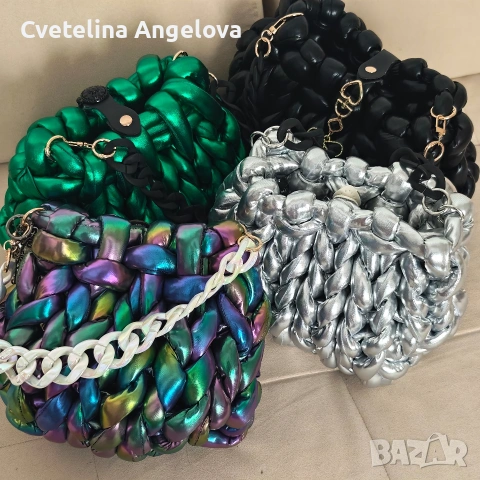 Ръчно плетени чанти Маршмелоуууу , снимка 6 - Чанти - 54293754