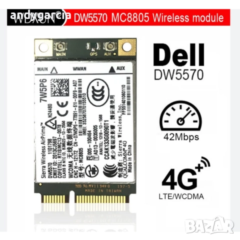 Dell Wireless 5570 WWAN Mobile Broadband card 4G карта за мобилен интернет