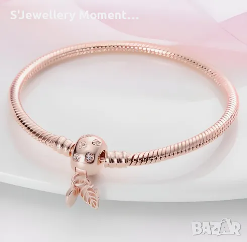 Сребърна гривна 925 Pandora Moment Rose Gold , снимка 3 - Гривни - 47156000