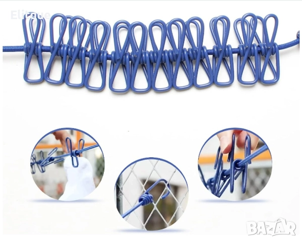 Преносимо въже за простор с щипки за пътуване и къмпингуване, снимка 6 - Други стоки за дома - 52895045